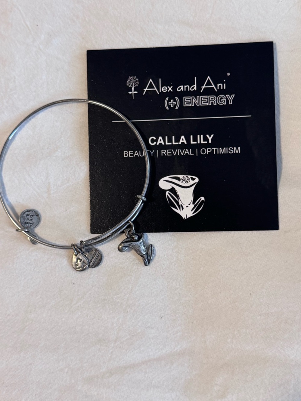 Alex and Ani Silver Calla Lily Expandable Charm Bangle